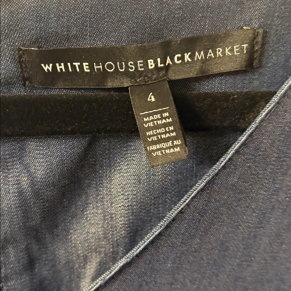 White House Black Market Denim like Navy Blouse 4 - Picture 2 of 7